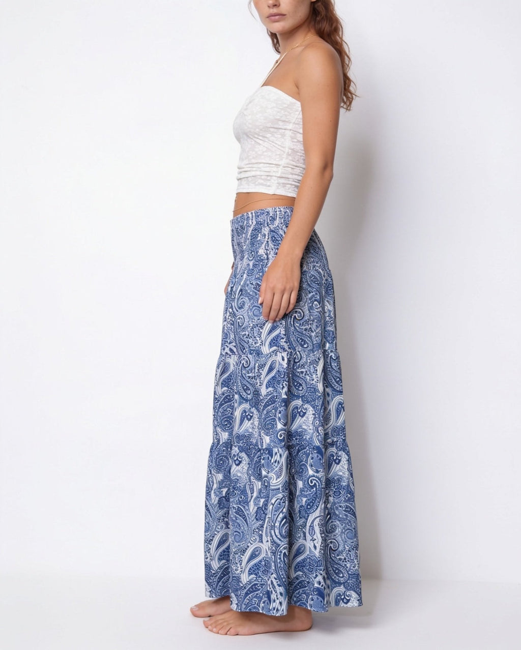 Boho paisley tiered maxi skirt, detail view 17