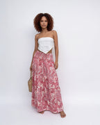 Boho paisley tiered maxi skirt, detail view 3