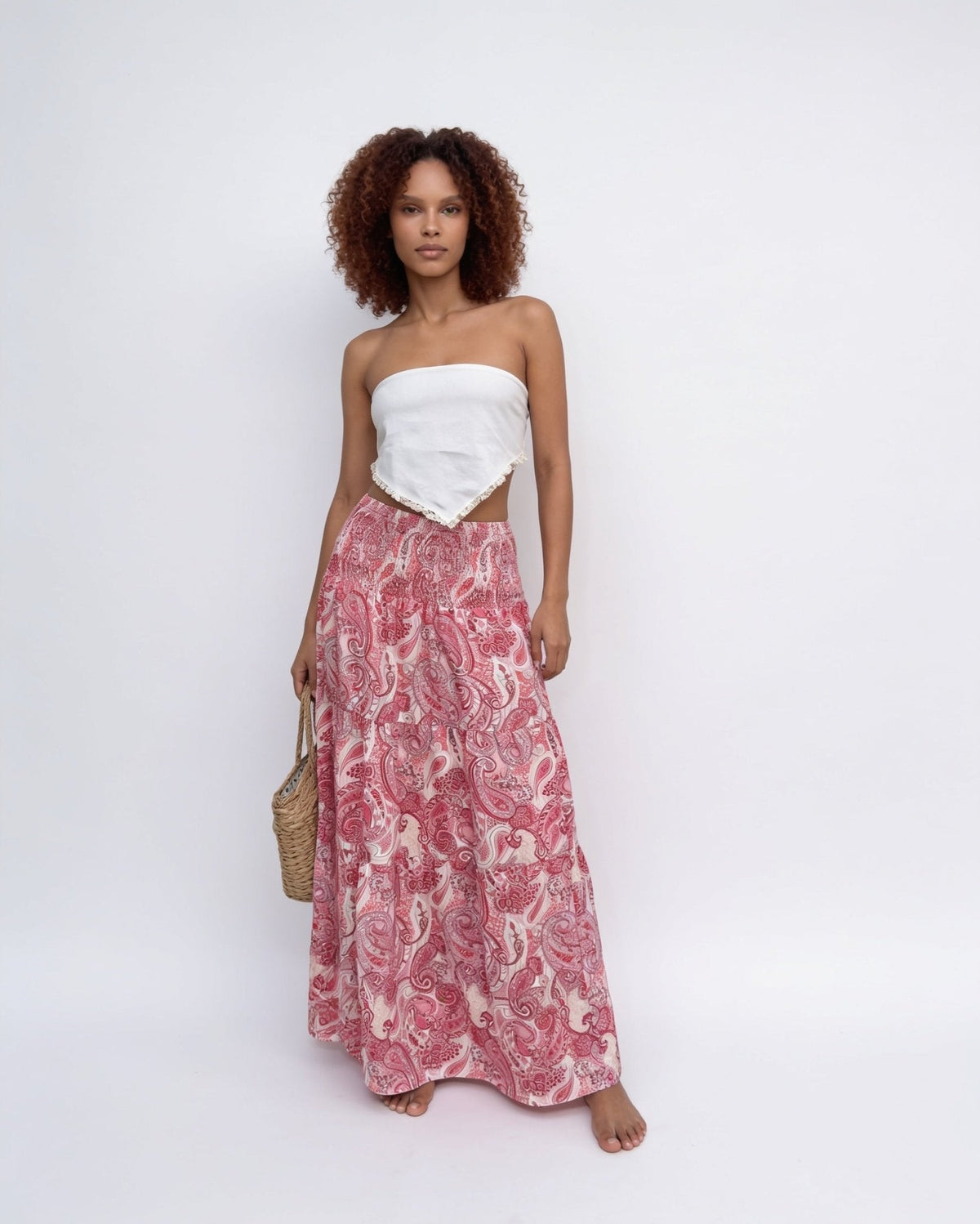 Boho paisley tiered maxi skirt, detail view 3