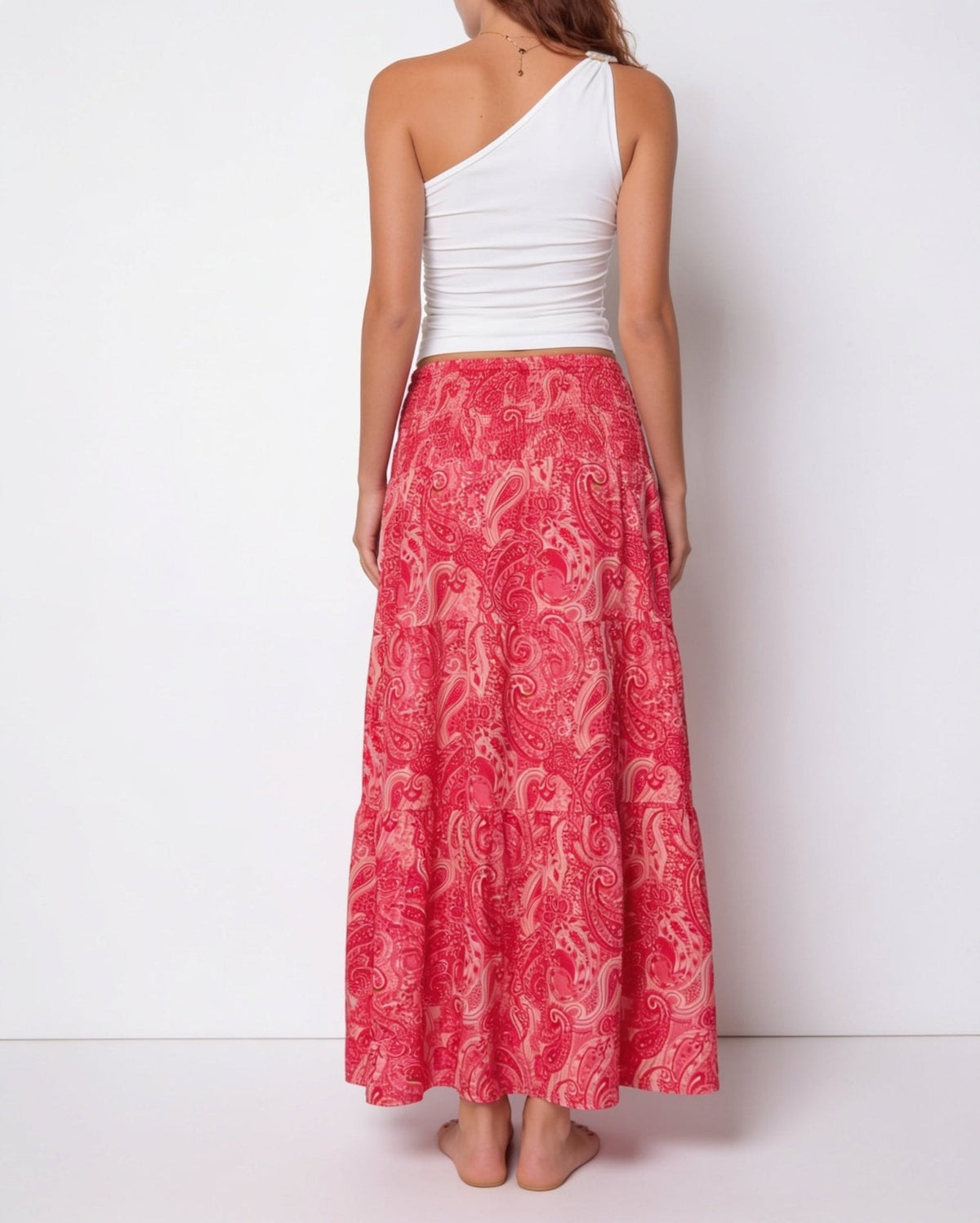 Boho paisley tiered maxi skirt, detail view 14