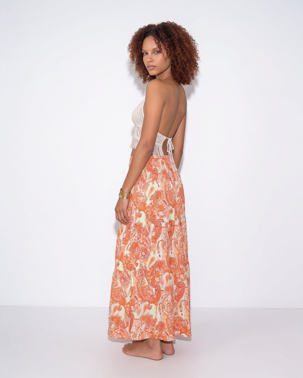 Boho paisley tiered maxi skirt, detail view 9