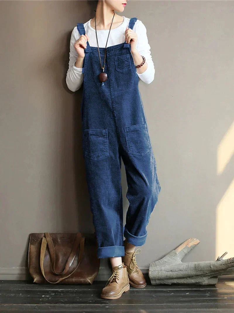 Blå denim overall til damer i åndbart denimmateriale