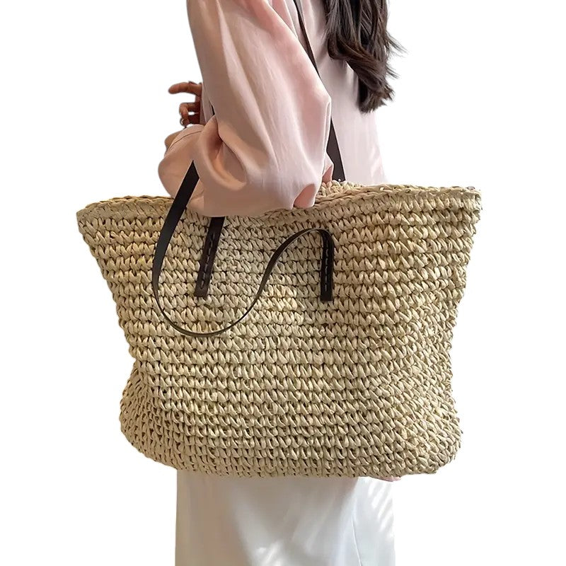 Strandtaske i farven beige
