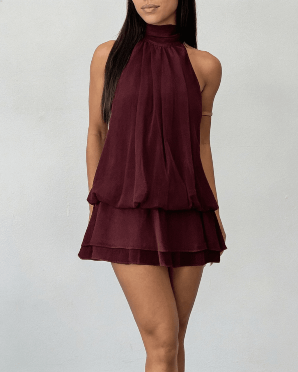 Chiffon halter mini dress, detail view 4