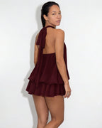 Chiffon halter mini dress, detail view 1