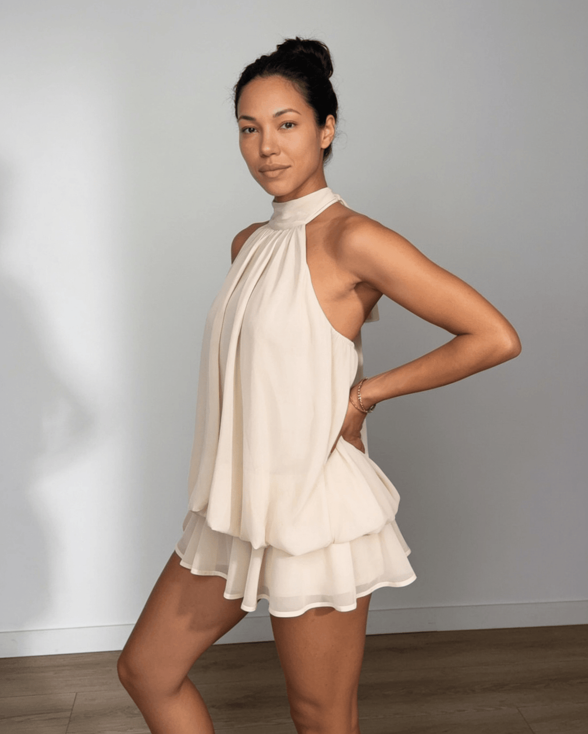 Chiffon halter mini dress, detail view 6