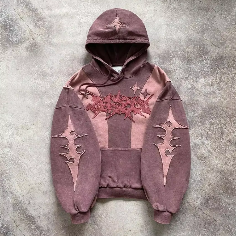 Klassisk hoodie i Sort/Brun set fra siden