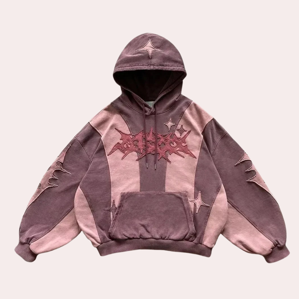 Klassisk hoodie til damer i Sort/Brun set forfra