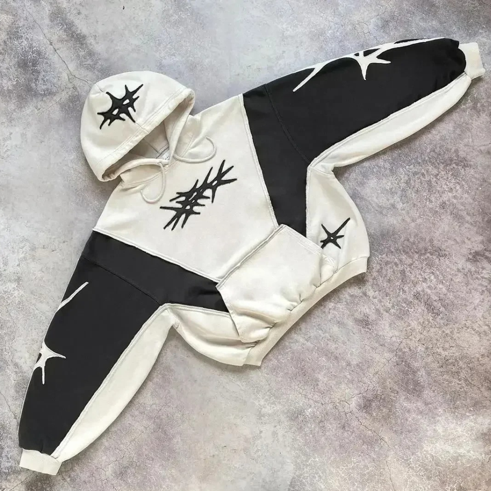Klassisk hoodie til damer i Sort/Hvid set forfra