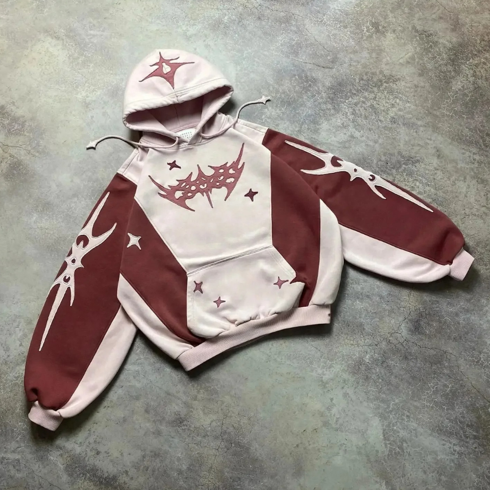 Klassisk hoodie til damer i Rød/Pink set forfra