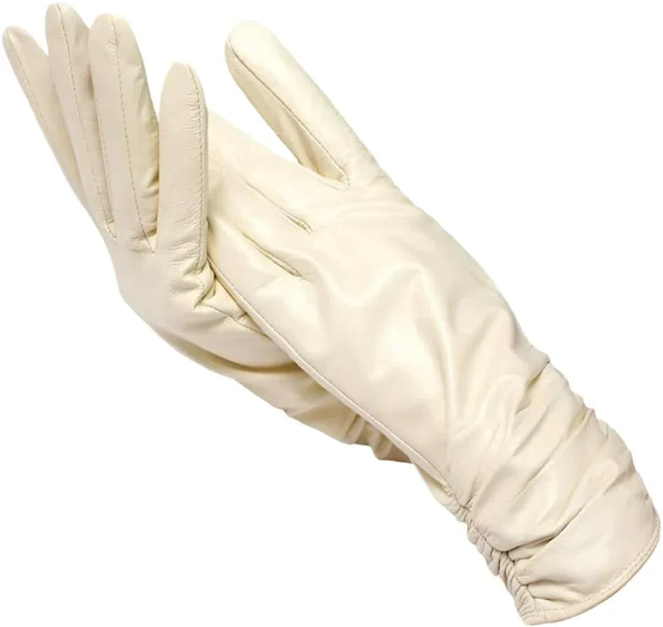 LuxLeather læderhandsker med uldfor til damer, Beige