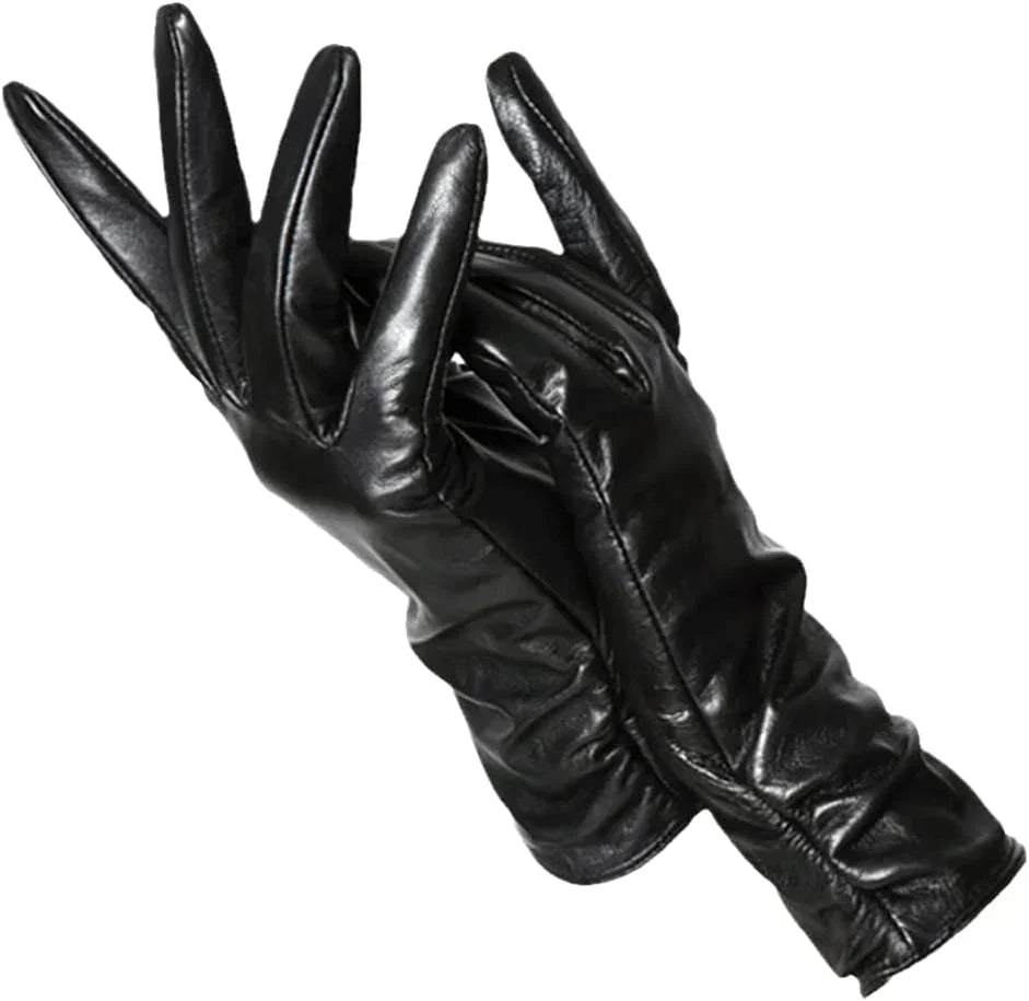 LuxLeather læderhandsker med uldfor til damer, Sort