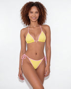 Contrast trim triangle bikini in Yellow, additional view 1