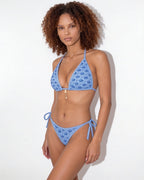 Contrast trim triangle bikini in Blue, additional view 1