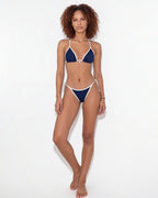 Contrast trim triangle bikini in Navy, additional view 3