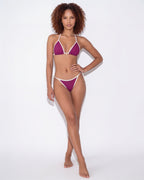 Contrast trim triangle bikini in Purple, additional view 1