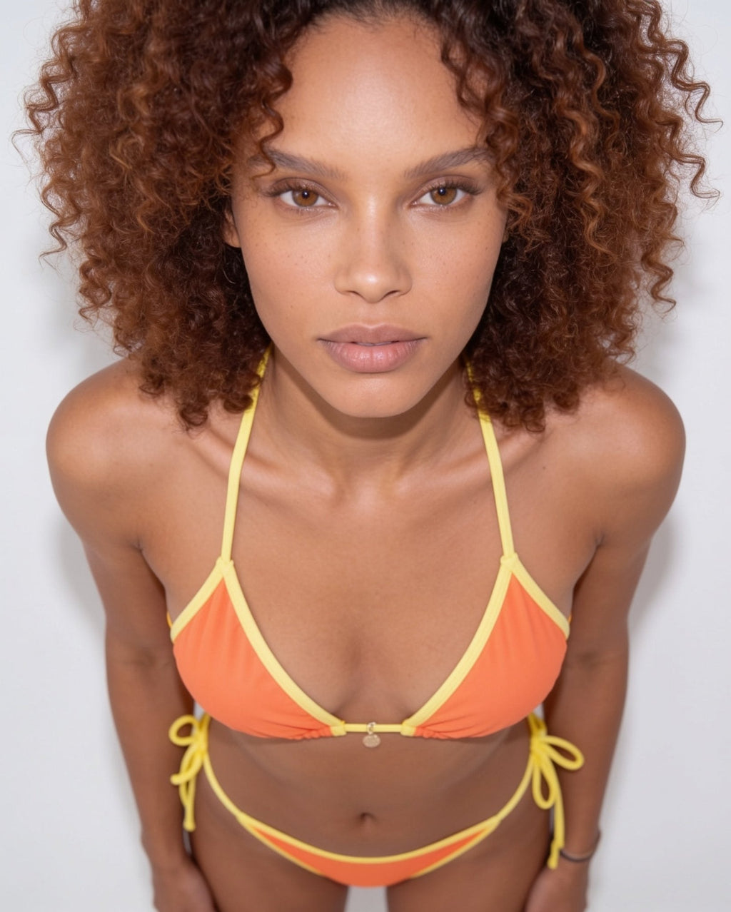 Contrast trim triangle bikini in Orange, additional view 2