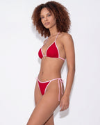 Contrast trim triangle bikini in Red, additional view 2