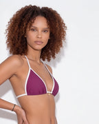 Contrast trim triangle bikini in Purple, additional view 4