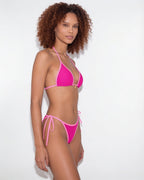 Contrast trim triangle bikini in Fuchsia Pink, additional view 2