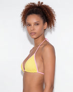 Contrast trim triangle bikini in Yellow, additional view 3