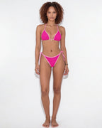 Contrast trim triangle bikini in Fuchsia Pink, additional view 3