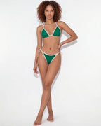 Contrast trim triangle bikini in Green, additional view 3