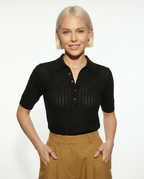 Ribbed knit polo top, detail view 9