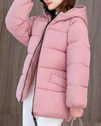Oversized Vatteret Vinterparka med Hætte
