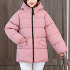 Oversized Vatteret Vinterparka med Hætte