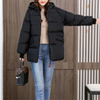 Oversized Vatteret Vinterparka med Hætte