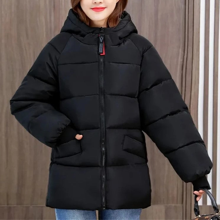 Oversized Vatteret Vinterparka med Hætte