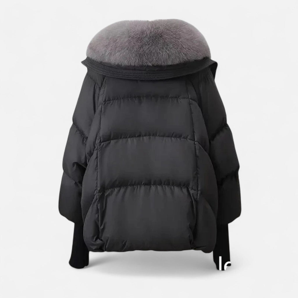 Dunjakke med Wrap-Lukning, vist i fuld længde