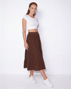 Drawstring tiered midi skirt, detail view 2