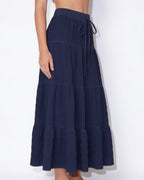 Drawstring tiered midi skirt, detail view 3