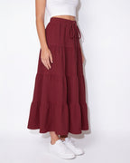 Drawstring tiered midi skirt, detail view 6