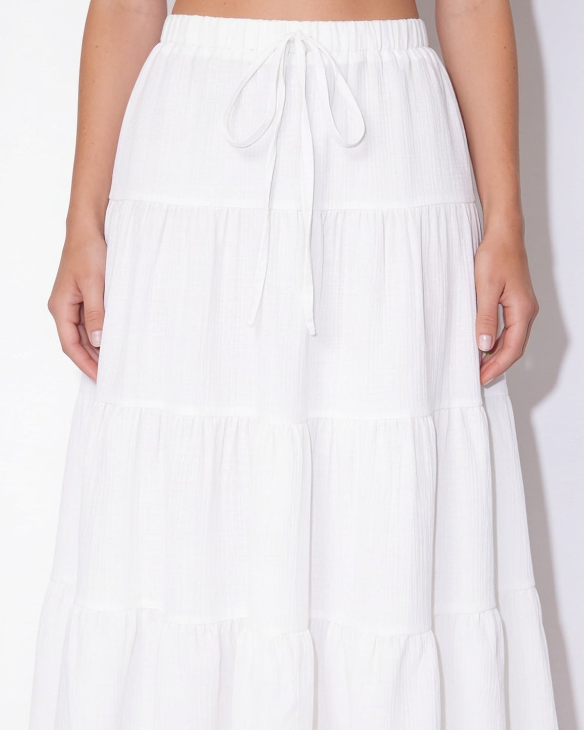 Drawstring tiered midi skirt, detail view 12