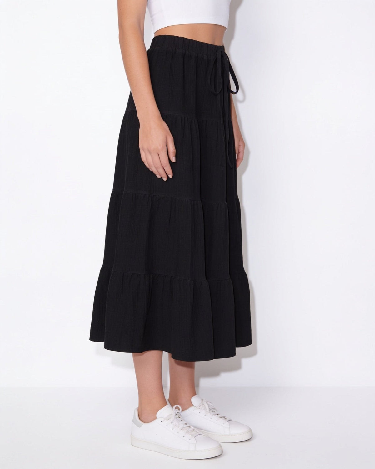 Drawstring tiered midi skirt, detail view 9