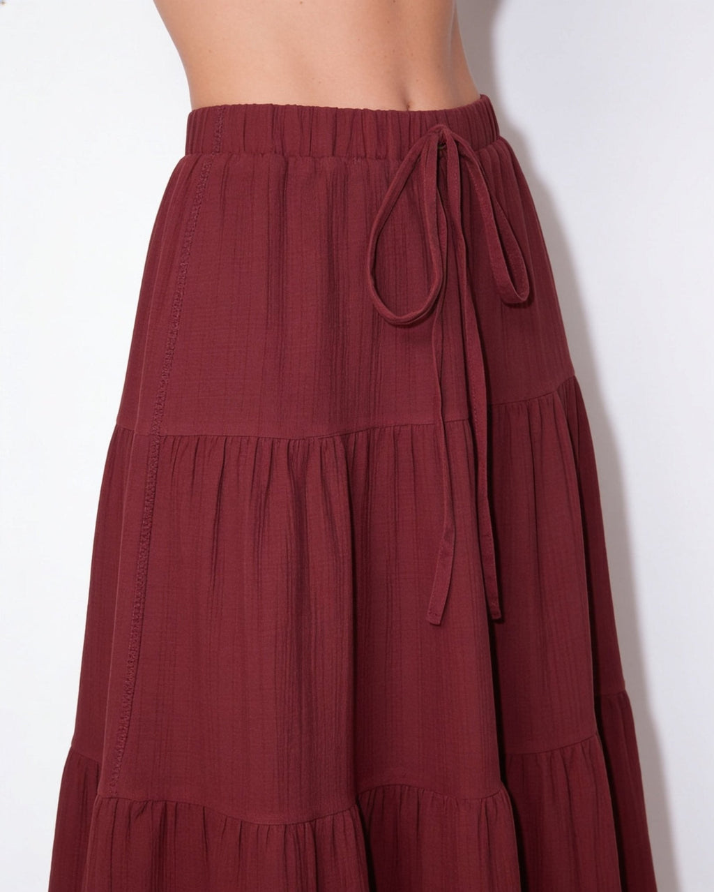 Drawstring tiered midi skirt, detail view 7
