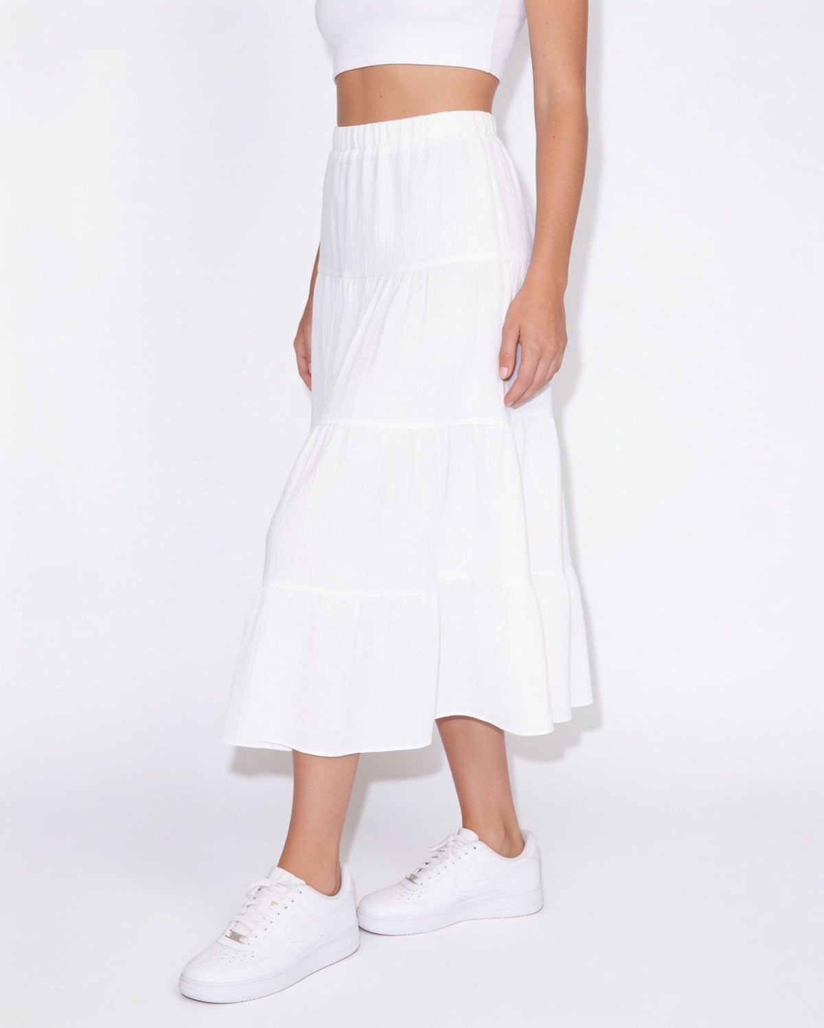 Drawstring tiered midi skirt, detail view 10