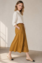 Embroidered linen A-line skirt, detail view 6