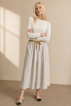 Embroidered linen A-line skirt, detail view 3