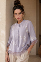 Embroidered cotton blouse, detail view 3