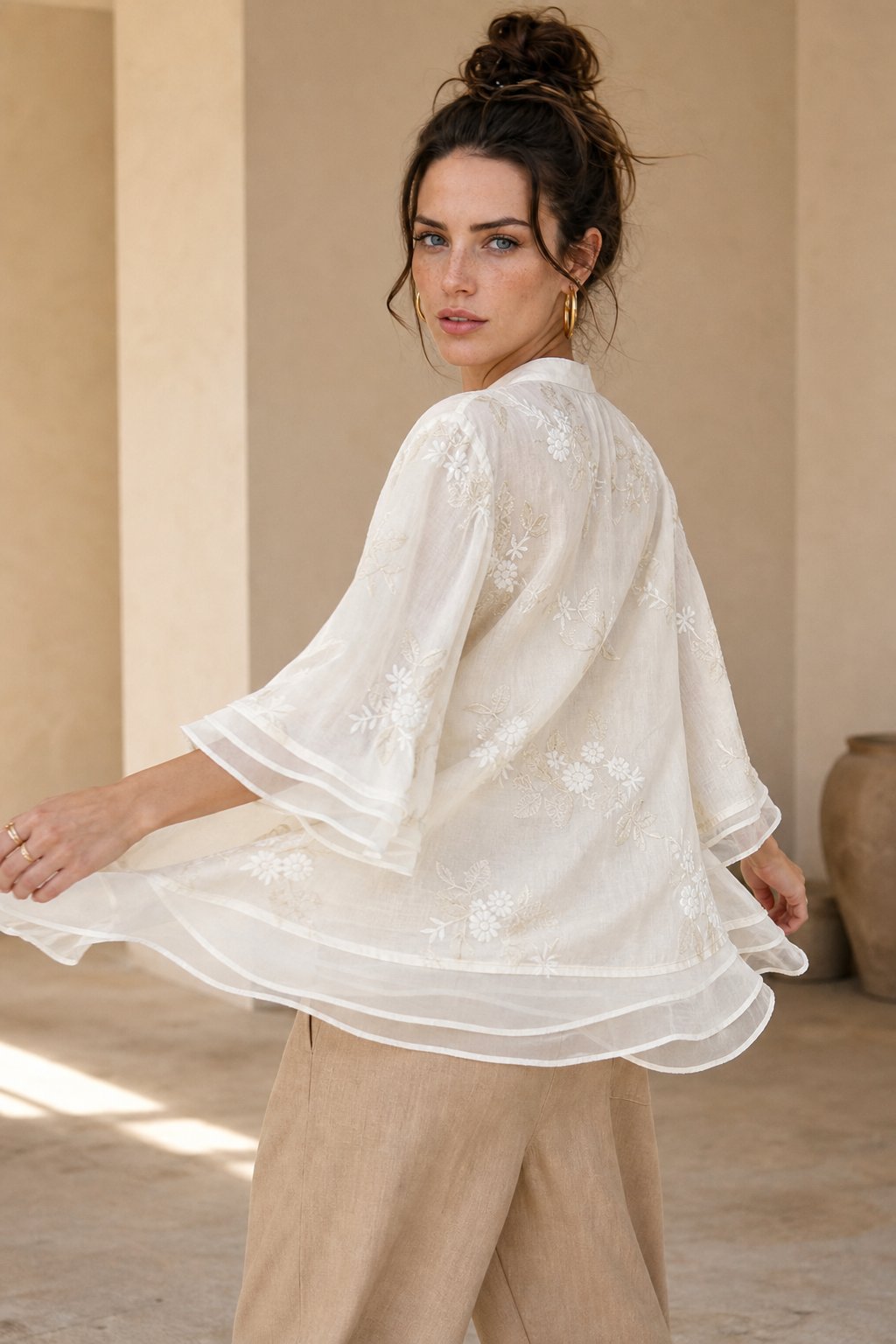 Embroidered cotton blouse, detail view 4