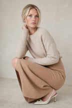 Flowing merino wool knit skirt, detail view 2