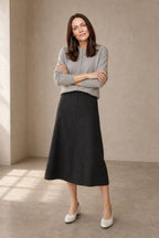Flowing merino wool knit skirt, detail view 3