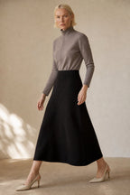 Flowing merino wool knit skirt, detail view 5