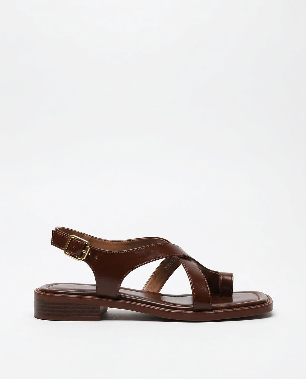 Leather cross strap sandal in Brown