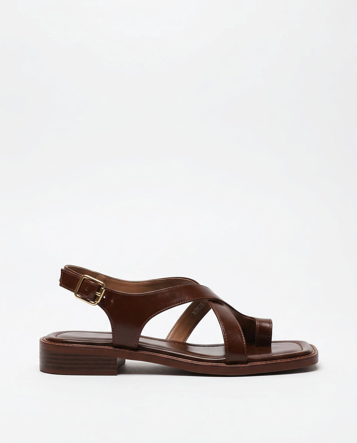 Leather cross strap sandal in Brown