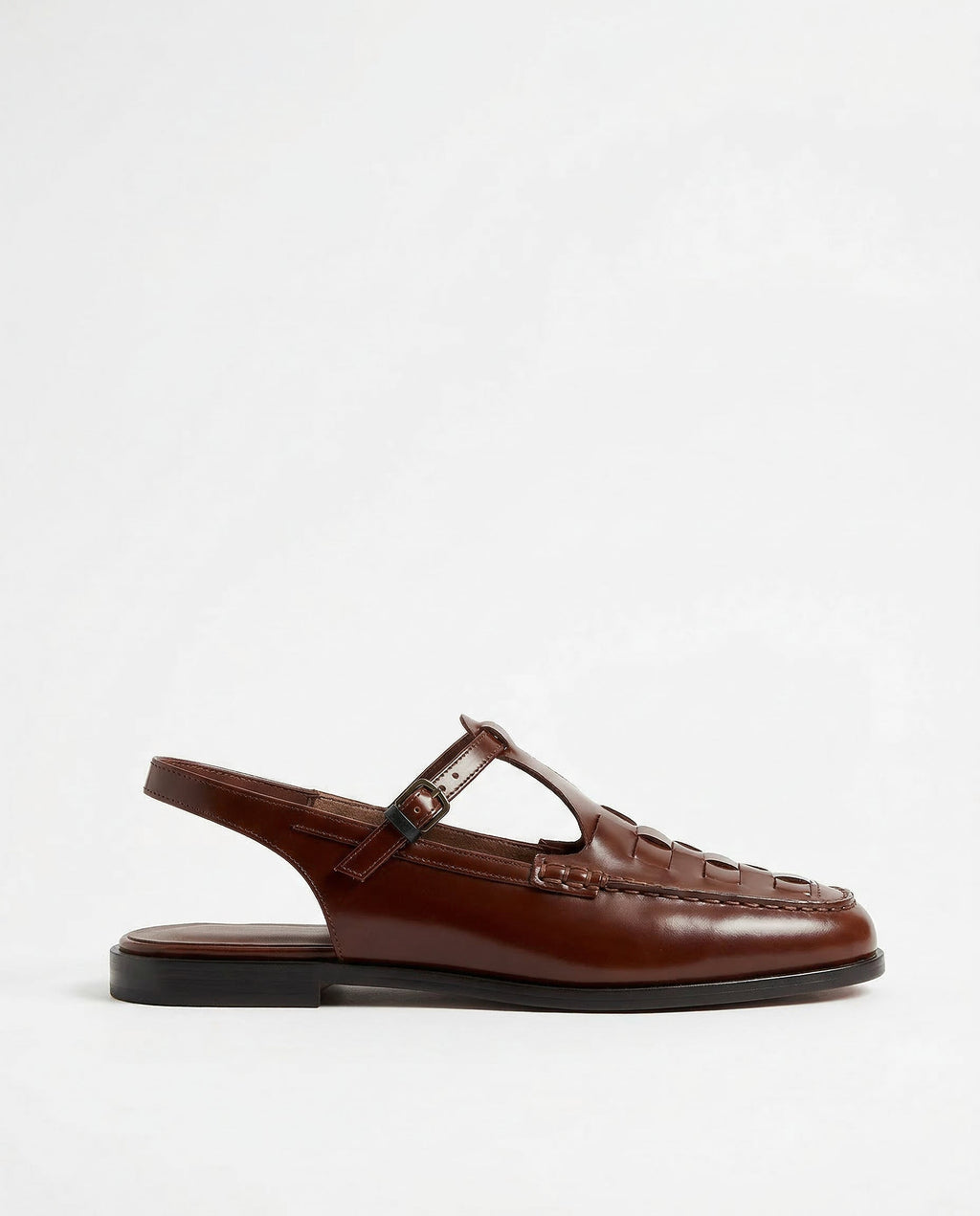 Woven leather slingback sandal in Brown